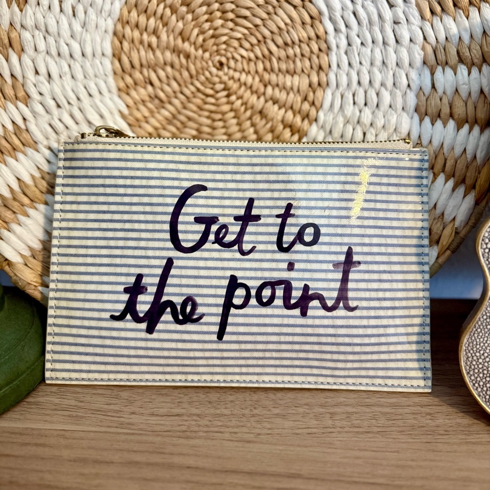 Kate Spade White and Blue Striped Pouch